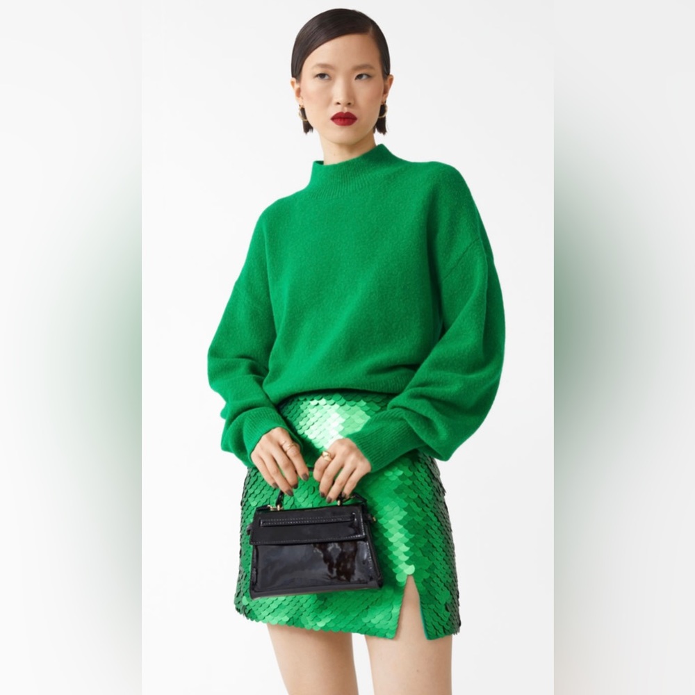 Other Stories Kelly green mock neck cropped sweater